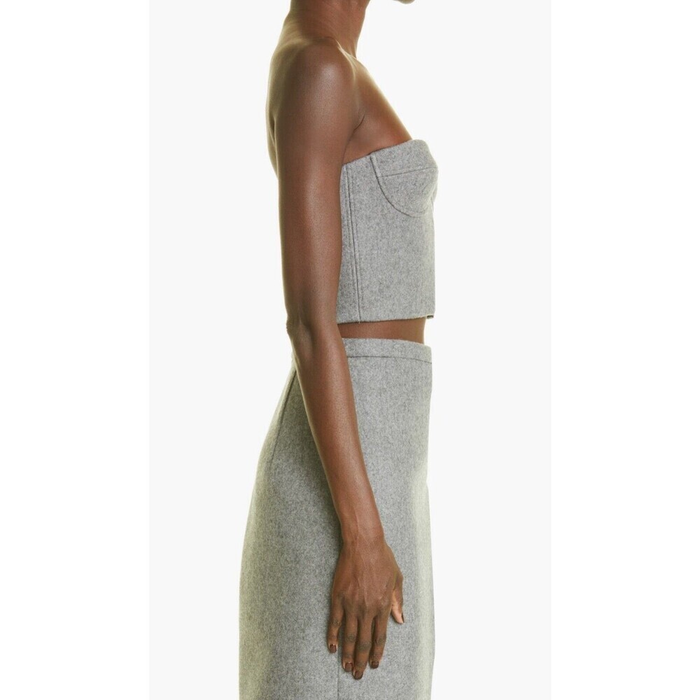 $525 LaQuan Smith Boiled Wool Bustier Top Heather Gray Size Medium NWT - Picture 3 of 10